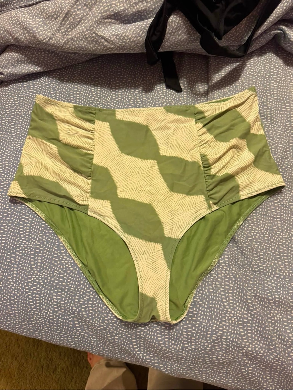 aerie High-Waist Olive & Cream Patterned Swim Bottom